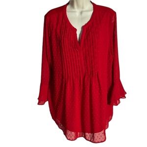 Charter Club size XL red blouse 3/4 slight bell sleeve lined with stretch